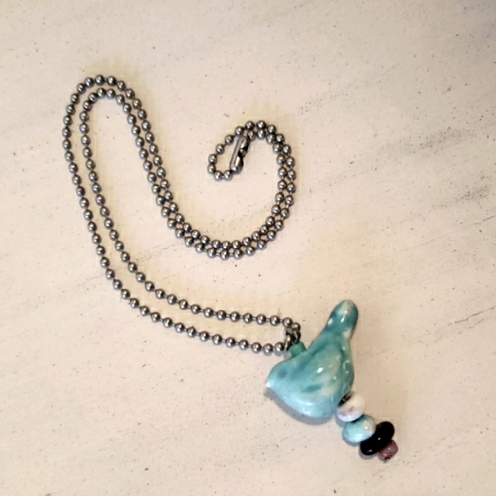 Ceramic/stone bird pendant